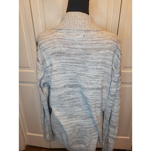 Men Gray/Teal Argyle 1/4 Zip Sweater Carbon L Preppy Retro Academia Church - Picture 2 of 8